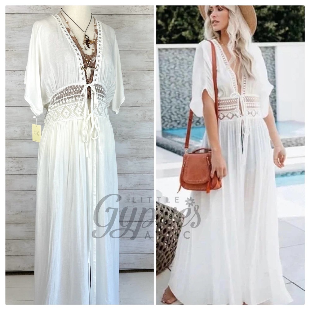 White Nights Beach Kimono Maxi Dress